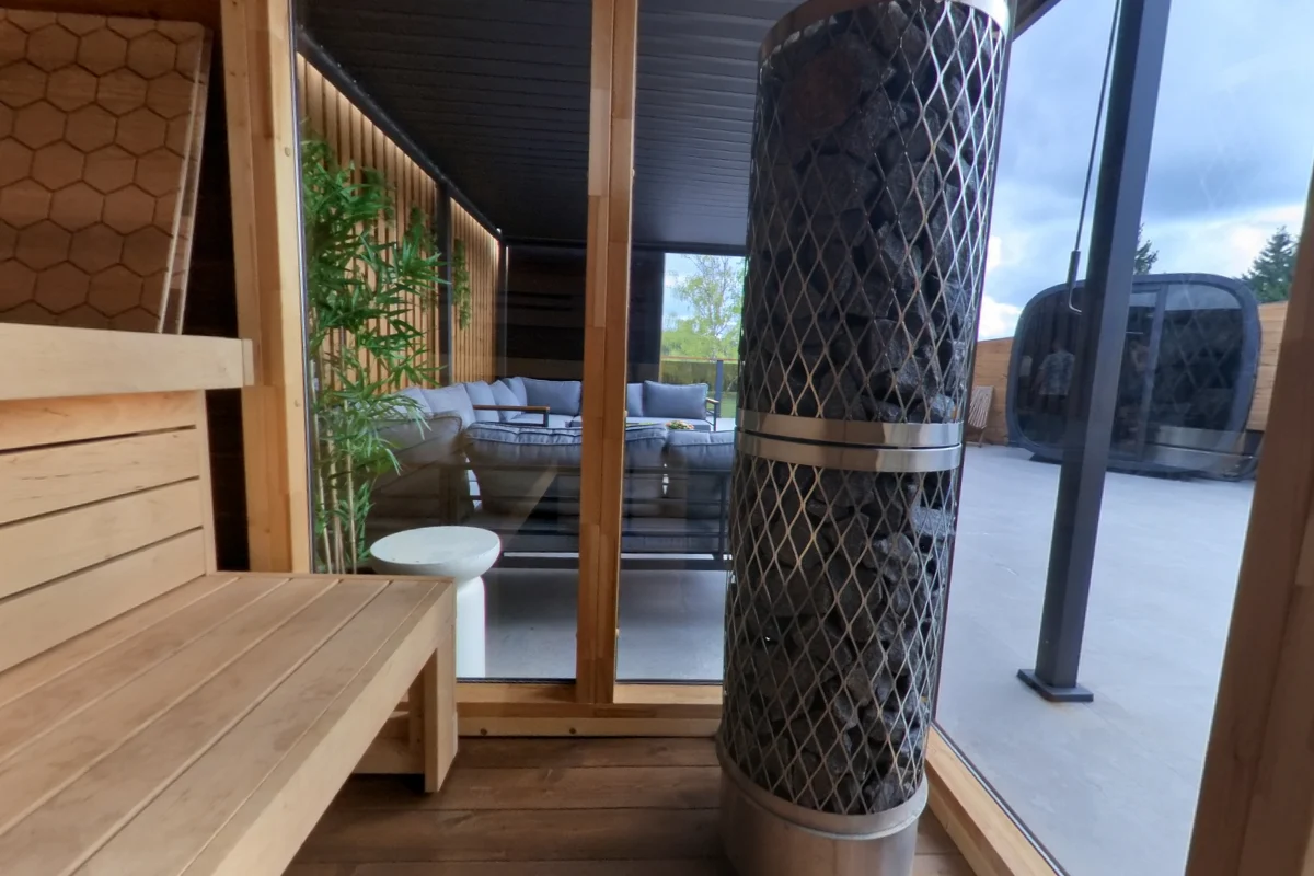 The Patio S bench return beside the glazed corner.
