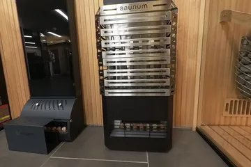 Saunum Heater display, heater display: Explore the Saunum heaters on the showroom floor.